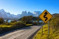 Road sign in the national park Torres del Paine, Patagonia, Chile Royalty Free Stock Photo